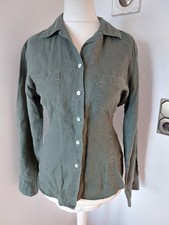 LOGG Bluse Leinenhemd Damen Gr. 42 grün olivegrün dunkelgrün