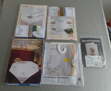 5 x Handarbeit zum Sticken Tischdecke mit Junghans-Wolle A-M-C Tischläufer  neu