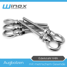 Augbolzen M6/M8/M10/M12 metrischem Gewinde Edelstahl A4 Öse Haken Ringschraube
