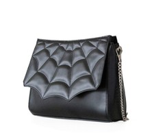 Banned Alternative Schultertasche Mabris Gothic Spinnennetz Muster Handtasche