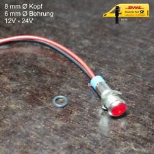 LED Signalleuchte rot Meldeleuchte Kontrollleuchte Signallampe 12V - 24V Ø 8mm