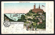 Goldfenster-AK Hamburg-Blankenese, Gasthaus Süllberg mit leuchtenden Fenstern 