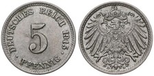 Deutschland - 5 Pfennig Deutsches Reich - 1875-1916 verschiedene Jahrgänge