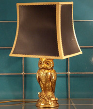 antikeTischlampe EULE vergoldet Loevsky&Loevsky/Manhattan  70er H 43,5  Rarität