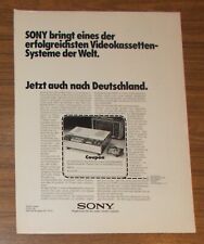 Seltene Werbung vintage SONY U-MATIC Videokassetten-System 1973