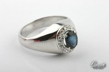 Saphir Diamant Brillant Ring 585 14k Weiß Gold Safir Gr 47 Top!  