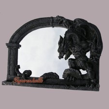 Drachen Figur Spiegel Dämon Teufel Fantasy  Horror Figur Möbel Gothic Dekoration