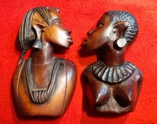 Holzbüsten im Doppelpack Afrika Ebenholz geschnitzt