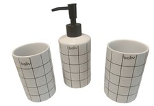Seifenspender + 2 x Zahnputzbecher Badezimmer-Set in modernem Design von baliv