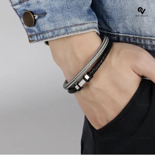 Herren edelstahl lederarmband - herren,