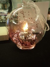Weihnachten HSE Pink Glitter LED Kugel Glas Batterie Aufhänger Christbaumschmuck