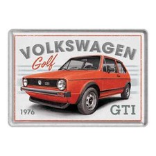 Mini-Blechschild, Blechpostkarte 10x14cm - VW Golf - GTI 1976