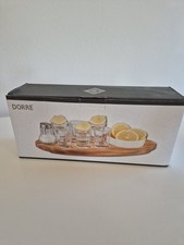 DORRE Tequila Servierset - Neu & Unbenutzt - 6 Shotgläser, Holzbrett & Schale -