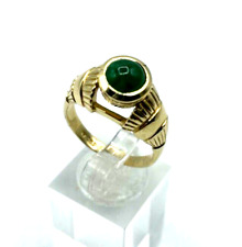 Massiver 585 Gold 14K Ring Chrysopras Cabochon Ø 19 mm RG 60 Juwelier Etagenring