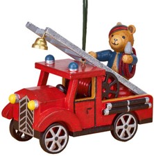 Hubrig Volkskunst, Baumbehang Feuerwehr mit Teddy, Erzgebirge, 140h2004