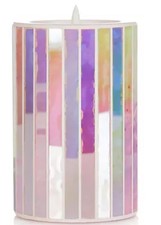 ELAMBIA LED-Kerze Mosaik-Glas Flamme Luma, Timer Höhe 15cm, Ø 10cm