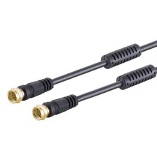 SAT Kabel TV Antennenkabel F-Stecker 1,5m Gold 135 dB Mantelstromfilter Schwarz 
