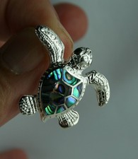 Schildkröte Anhänger aus Sterling Silber und Paua Muschel Abalone