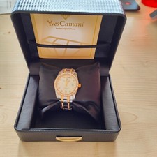 YVES CAMANI 600G Damenuhr Edelstahl vergoldet Zirkonia Kristalle in Original Box