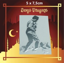 Atatürk Aufkleber 3D Metall Sticker Silber Chrom Gazi Mustafa Kemal 5x7,5cm