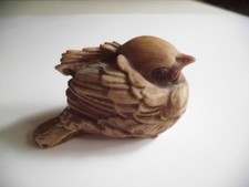 VOGEL - Dipinto a Mano -  junger SPATZ, 3,8 cm hoch - Miniatur