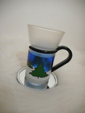 Teeglas im Halter ★Weihnachten★ Tasse satiniert Heiss-Kaltgetränke Glühwein?