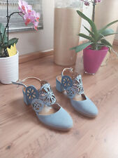Maciejka Pumps Schuhe Damen Leder Gr. 40 neu blau gemustert
