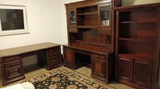 Mahagoni Schreibtisch Computertisch Bürotisch  mit Bücherregal computerDrucker