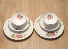 Rosenthal Selb 1957-1961 Porzellan Teetasse Untertasse & Kuchenteller mit Rosen