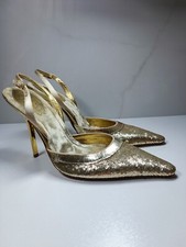 Rene Caovilla Luxus Glitzer Pumps Spitz zulaufend Gold Damen Heels 36,5