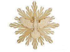 Holz geschnitzt HEILIGER GEIST MIT SCHEIN Ø 29,5 cm natur. Heiliggeisttaube Hl.