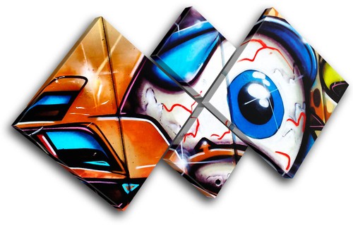 Eyeball urban graffiti murial - urban,