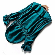 Damen Satin Seide Bluse Hemd