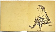 Christian Rohlfs "Sitzende Frau + Köpfe", Zeichnung,  Echtheitszertifikat