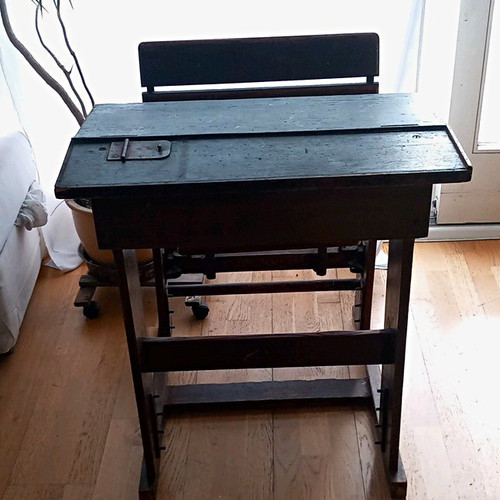 Antike schulbank holz eisen - antike,