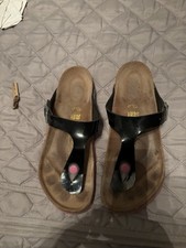 Birkenstock Gizeh Gr. 39 Damen Schwarz (Lackoptik) Gebraucht Wenig Getragen Top