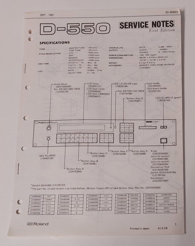 Original roland 550 service - roland,