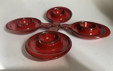 Vintage 4 x PAN Keramik Eierbecher rot  midcentury 60er 70er Jahre