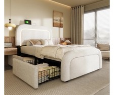 Einzelbett Schlafsofa 90x200 cm Kinderbett LED Lattenrost Boxspringbett Stauraum