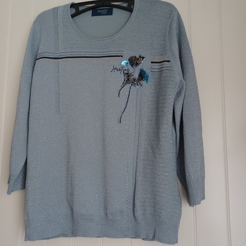 Damen pullover blau v - damen, blau,