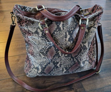 Animal Schlangen Print Shopper, Umhängetasche - Leder - braun