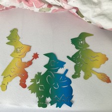 Fensterbild aus Tonkarton Hexen 3 Stück Halloween Fensterdeko Dekoration (V)