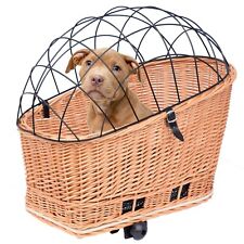 Hundefahrradkorb für Gepäckträger aus Weide mit Gitter  XL 60x39 Kissen