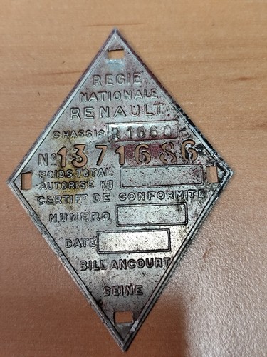 Typenschild renault 1060 - renault,