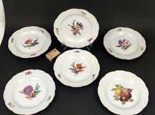 Top antik 6x Meissen Pfeifferzeit Porzellan Teller Blumen Bukett Korbrand Gold