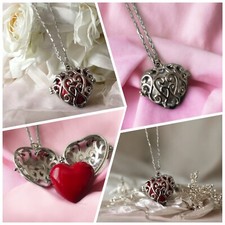 Engelsrufer inkl. Herz Klangkugel – Rot & Silber | Anhänger mit Kette 70 cm