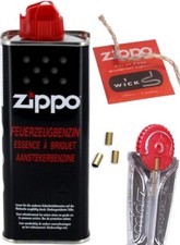 Zippo Benzin 1x 125ml + 1x Flint, 1x Docht Feuerzeugbenzin Benzinfeuerzeug