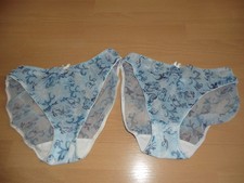 2 zauberhafte durchsichtige Tüll-Slips blau /weiß  von TCM Gr. 40-42 M-L
