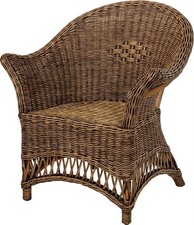 Kinder-Sessel, Kinderstuhl mit Armlehnen, Sessel aus Rattan (Vintage Braun)