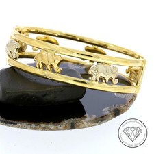 Wert 4.300,- Elefanten Damen Armreif 750 / 18 Kt Gelb Weiß Gold 18,5 cm xxyy